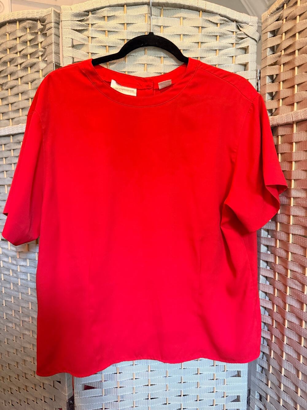 Liz Claiborne Collection Crew Neckline Fluid Short Sleeves Blouse Red Size 14